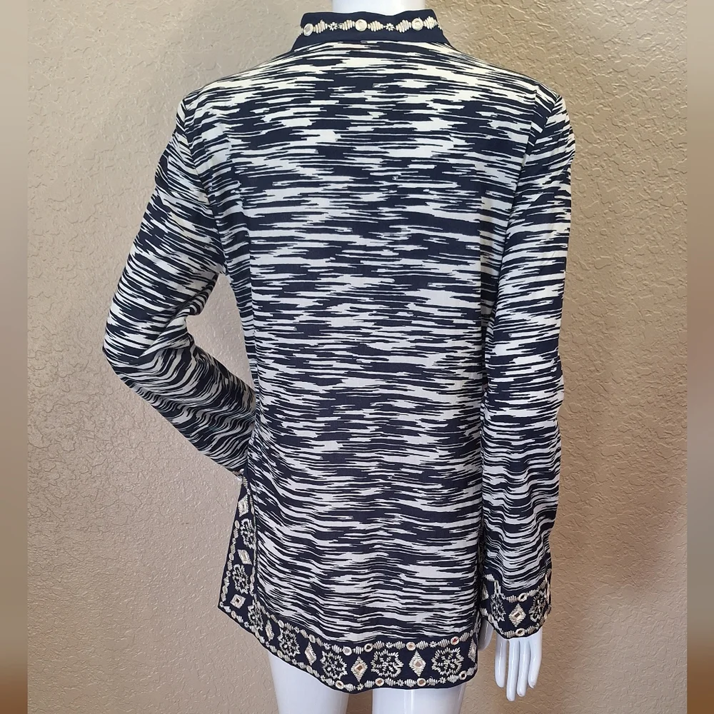 Tory Burch Tunic Dark Blue & white with Mirror details.